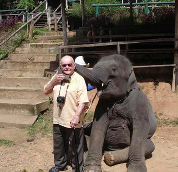 Gus Cargile with an elephant